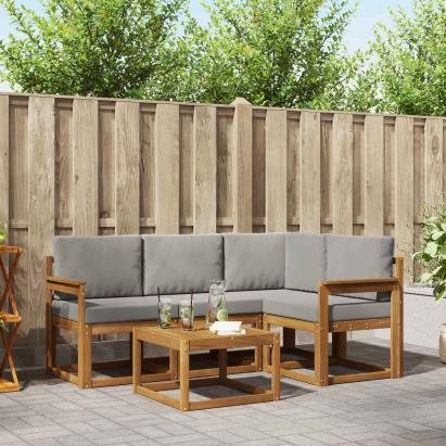 Set de canapele de exterior 5 pcs Gri natural și deschis GartenMobel Dekor