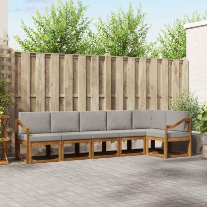 Set de canapele de exterior 6 pcs Gri natural și deschis GartenMobel Dekor