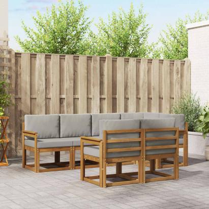 Set de canapele de exterior 7 pcs Gri natural și deschis GartenMobel Dekor