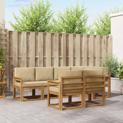 Set de canapele de exterior cu pernă 7 pcs Natural și Bej GartenMobel Dekor
