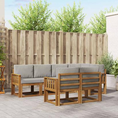 Set de canapele de exterior 7 pcs Gri natural și deschis GartenMobel Dekor