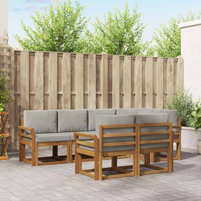 Set de canapele de exterior 7 pcs Gri natural și deschis GartenMobel Dekor