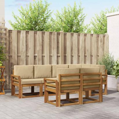 Set de canapele de exterior cu pernă 7 pcs Natural și Bej GartenMobel Dekor