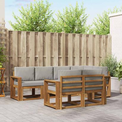 Set de canapele de exterior 7 pcs Gri natural și deschis GartenMobel Dekor