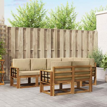 Set de canapele de exterior cu pernă 7 pcs Natural și Bej GartenMobel Dekor