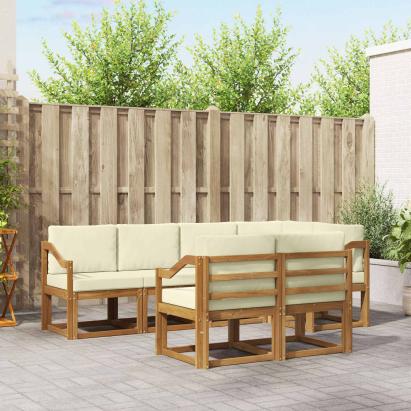 Set de canapele de exterior cu pernă 7 pcs Natural și Crem GartenMobel Dekor