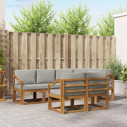 Set de canapele de exterior 7 pcs Gri natural și deschis GartenMobel Dekor