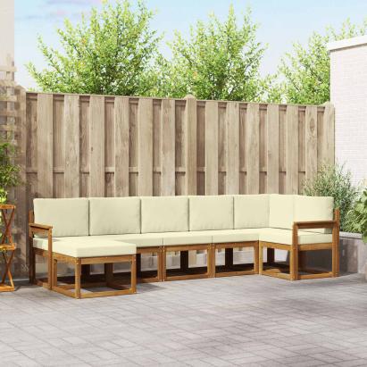 Set de canapele de exterior cu pernă 7 pcs Natural și Crem GartenMobel Dekor