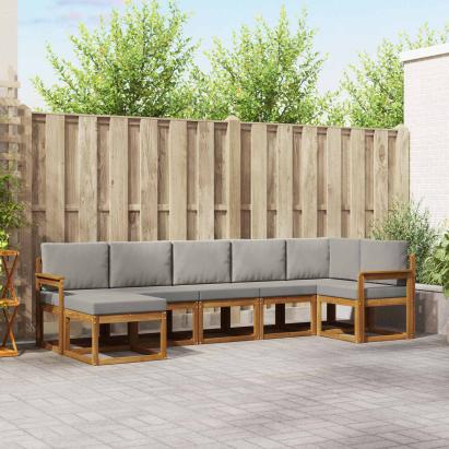 Set de canapele de exterior 7 pcs Gri natural și deschis GartenMobel Dekor