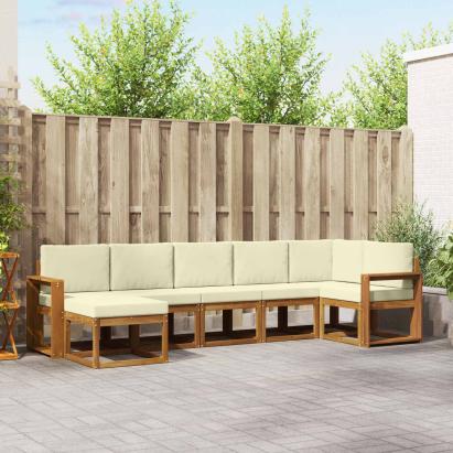 Set de canapele de exterior cu pernă 7 pcs Natural și Crem GartenMobel Dekor