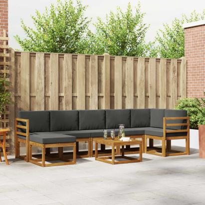 Set de canapele de exterior cu pernă 8 pcs Natural și Antracit GartenMobel Dekor