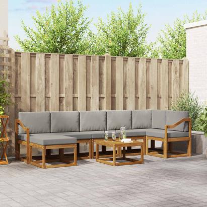 Set de canapele de exterior 8 pcs Gri natural și deschis GartenMobel Dekor