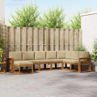 Set de canapele de exterior cu pernă 8 pcs Natural și Bej GartenMobel Dekor