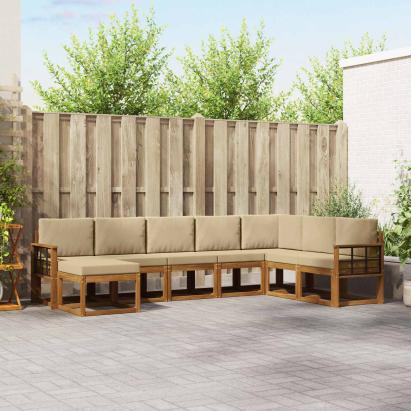 Set de canapele de exterior cu pernă 8 pcs Natural și Bej GartenMobel Dekor