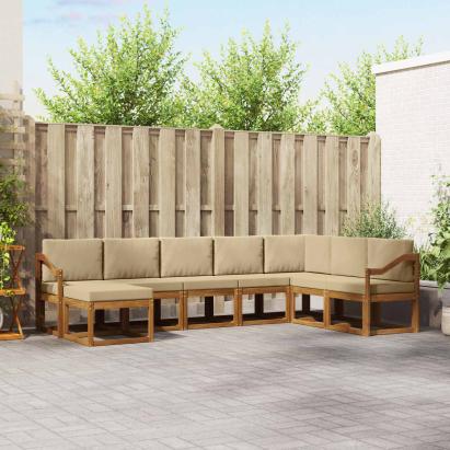 Set de canapele de exterior cu pernă 8 pcs Natural și Bej GartenMobel Dekor