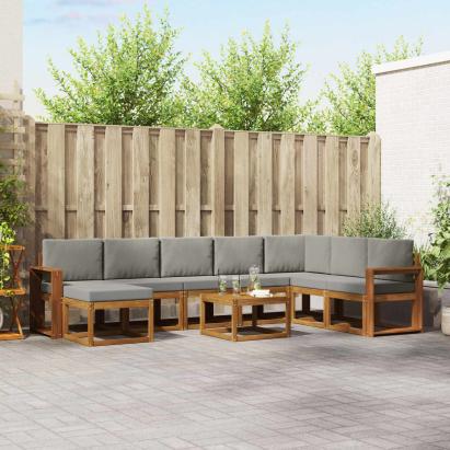 Set de canapele de exterior 9 pcs Gri natural și deschis GartenMobel Dekor