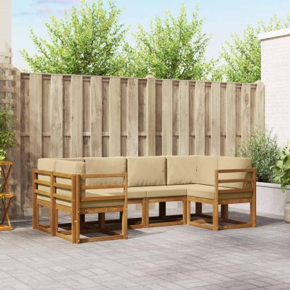 Set de canapele de exterior cu pernă 6 pcs Natural și Bej GartenMobel Dekor