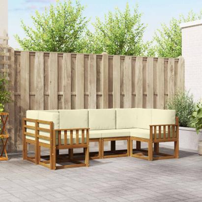 Set de canapele de exterior cu pernă 6 pcs Natural și Crem GartenMobel Dekor