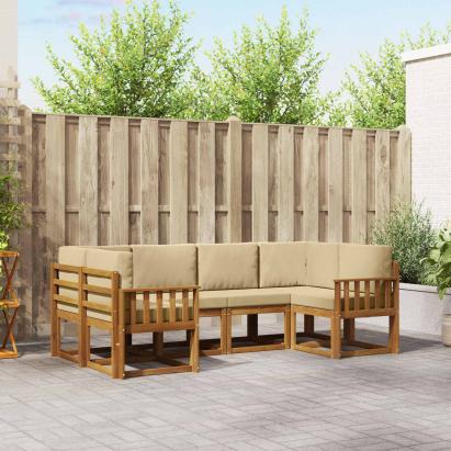 Set de canapele de exterior cu pernă 6 pcs Natural și Bej GartenMobel Dekor