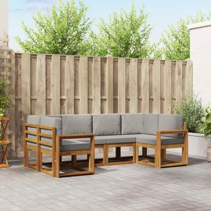 Set de canapele de exterior 6 pcs Gri natural și deschis GartenMobel Dekor
