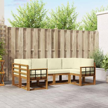 Set de canapele de exterior cu pernă 6 pcs Natural și Crem GartenMobel Dekor