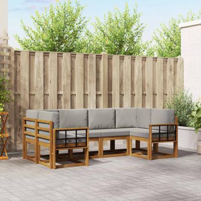 Set de canapele de exterior 6 pcs Gri natural și deschis GartenMobel Dekor