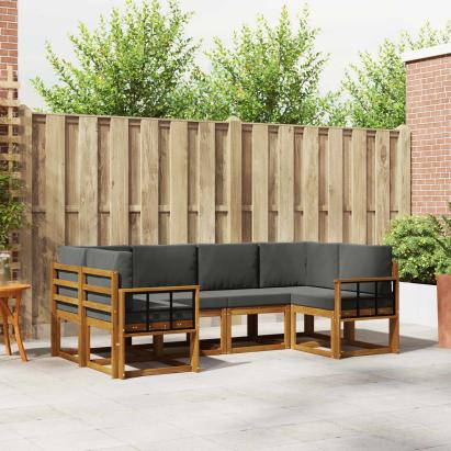 Set de canapele de exterior cu pernă 6 pcs Natural și Antracit GartenMobel Dekor