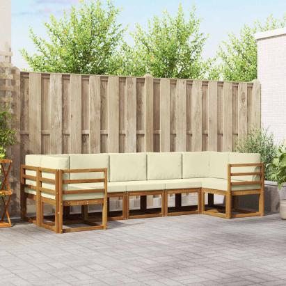 Set de canapele de exterior cu pernă 7 pcs Natural și Crem GartenMobel Dekor