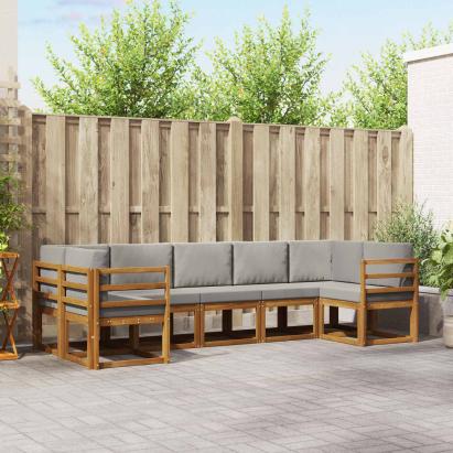 Set de canapele de exterior 7 pcs Gri natural și deschis GartenMobel Dekor