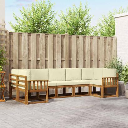 Set de canapele de exterior cu pernă 7 pcs Natural și Crem GartenMobel Dekor