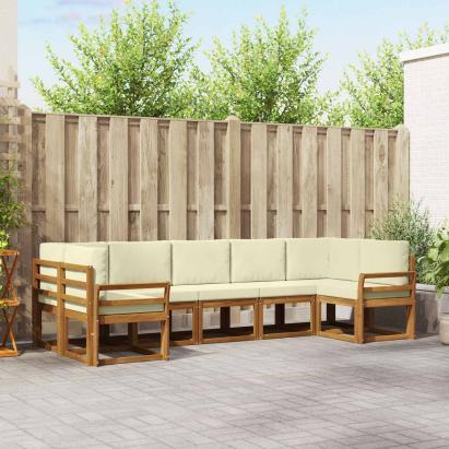Set de canapele de exterior cu pernă 7 pcs Natural și Crem GartenMobel Dekor