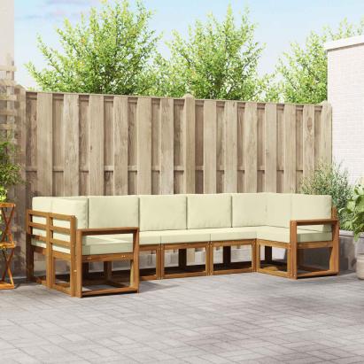 Set de canapele de exterior cu pernă 7 pcs Natural și Crem GartenMobel Dekor
