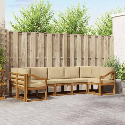Set de canapele de exterior cu pernă 7 pcs Natural și Bej GartenMobel Dekor