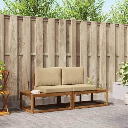 Set de canapele de exterior cu pernă 2 pcs natural GartenMobel Dekor