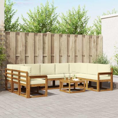 Set de canapele de exterior cu pernă 10 pcs Natural și Crem GartenMobel Dekor
