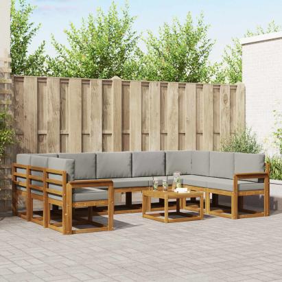 Set de canapele de exterior 10 pcs Gri natural și deschis GartenMobel Dekor