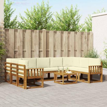 Set de canapele de exterior cu pernă 10 pcs Natural și Crem GartenMobel Dekor