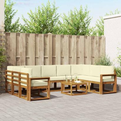 Set de canapele de exterior cu pernă 10 pcs Natural și Crem GartenMobel Dekor