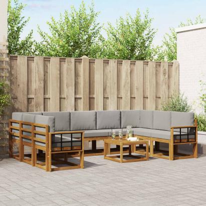 Set de canapele de exterior 10 pcs Gri natural și deschis GartenMobel Dekor