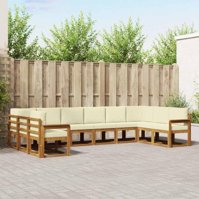 Set de canapele de exterior cu pernă 10 pcs Natural și Crem GartenMobel Dekor