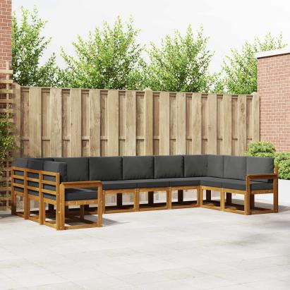 Set de canapele de exterior cu pernă 10 pcs Natural și Antracit GartenMobel Dekor