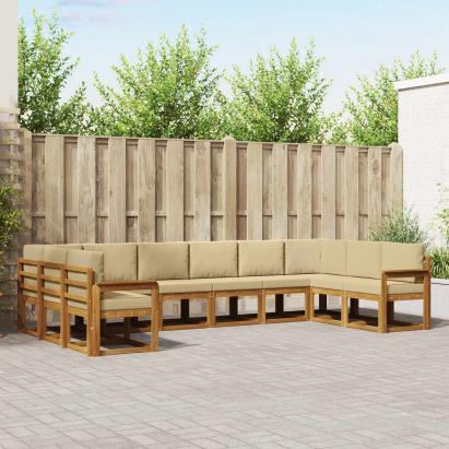 Set de canapele de exterior cu pernă 10 pcs Natural și Bej GartenMobel Dekor