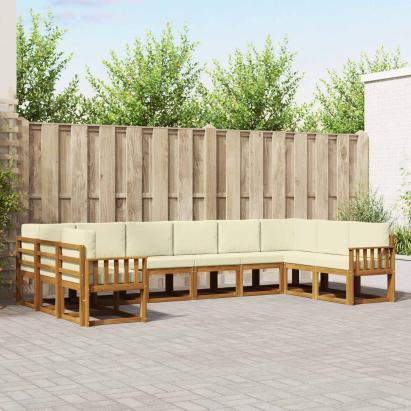 Set de canapele de exterior cu pernă 10 pcs Natural și Crem GartenMobel Dekor