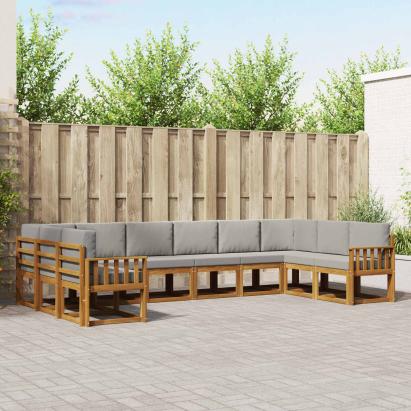 Set de canapele de exterior 10 pcs Gri natural și deschis GartenMobel Dekor
