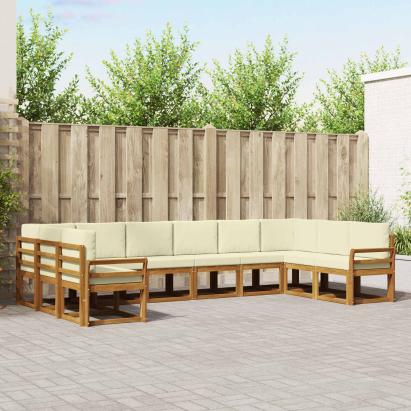 Set de canapele de exterior cu pernă 10 pcs Natural și Crem GartenMobel Dekor