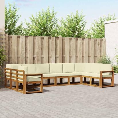 Set de canapele de exterior cu pernă 10 pcs Natural și Crem GartenMobel Dekor