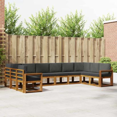 Set de canapele de exterior cu pernă 10 pcs Natural și Antracit GartenMobel Dekor