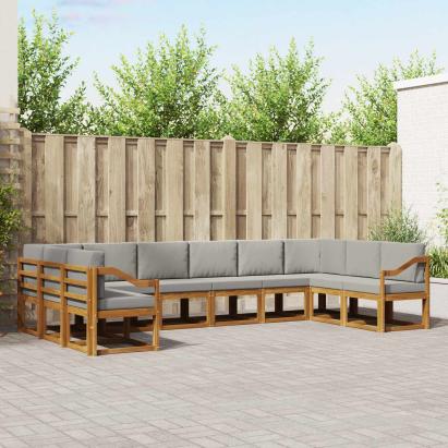 Set de canapele de exterior 10 pcs Gri natural și deschis GartenMobel Dekor