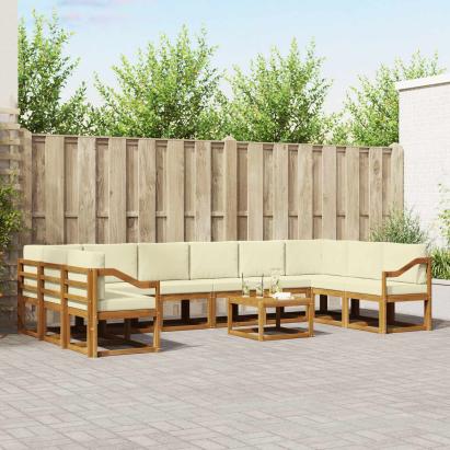 Set de canapele de exterior cu pernă 11 pcs Natural și Crem GartenMobel Dekor