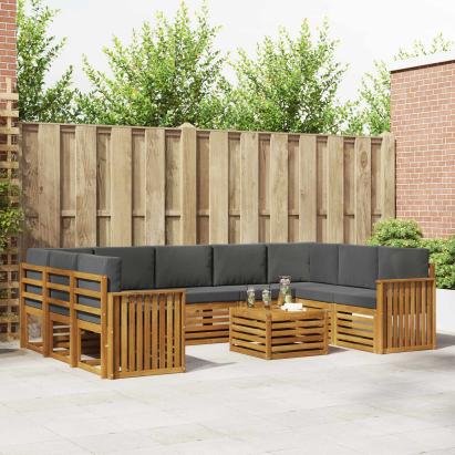 Seturi de canapele cu pernă 10 pcs Natural și Antracit GartenMobel Dekor